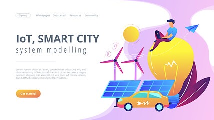 Image showing IoT, smart city and system modelling landing page.