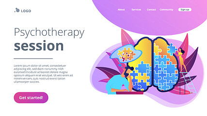Image showing Psychotherapy session landing page vector illustration.