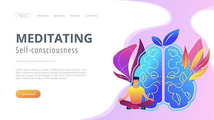 Image showing Meditating and self-consciousness concept landing page.