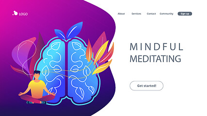 Image showing Mindful meditating concept landing page.