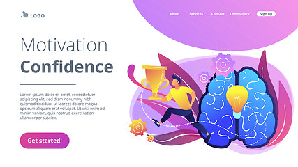 Image showing Motivation and confidence concept landing page.