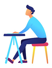 Image showing Male student sitting at desk vector illustration.