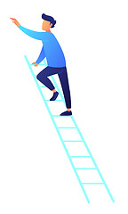 Image showing Businessman climbing up the ladder vector illustration.