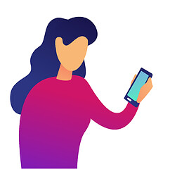 Image showing Young business woman with smartphone vector illustration.