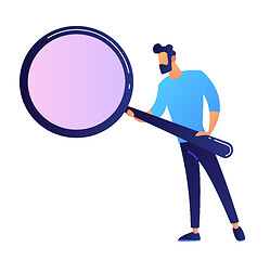 Image showing IT expert holding a magnifier vector illustration.