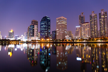 Image showing Bangkok Skyline skyscrapers at Benchakitti Park