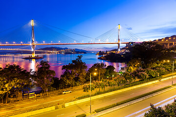 Image showing Bridge in Hong Kong at sunset