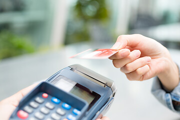 Image showing Woman pay with credit card