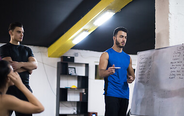 Image showing athletes getting instructions from trainer