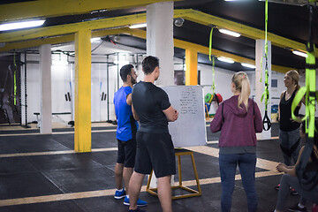 Image showing athletes getting instructions from trainer