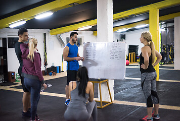 Image showing athletes getting instructions from trainer