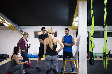 Image showing athletes getting instructions from trainer