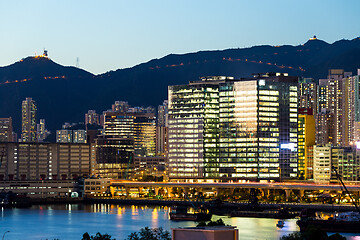 Image showing Kowloon bay in Hong Kong at night