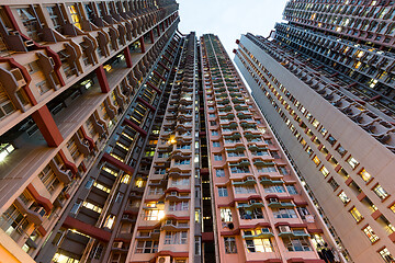 Image showing Apartment building at sunset