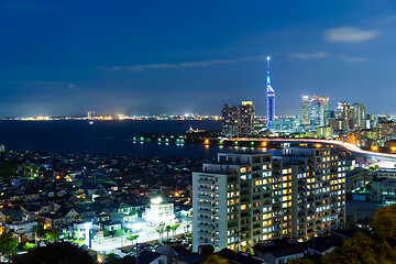 Image showing Fukuoka skyline at night