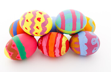 Image showing Colorful Easter eggs on white background