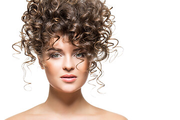 Image showing beautiful girl with curly hairdo