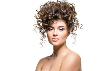 Image showing beautiful girl with curly hairdo