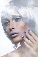 Image showing beautiful girl in silver wig