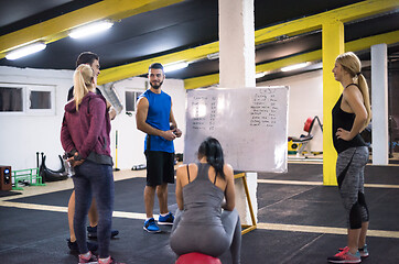 Image showing athletes getting instructions from trainer