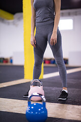 Image showing woman exercise with fitness kettlebell