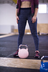 Image showing woman exercise with fitness kettlebell