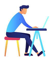 Image showing Male programmer using laptop at desk vector illustration.