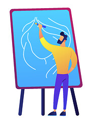 Image showing Artist holding a pencil and drawing on board vector illustration.