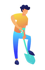 Image showing Man digging the ground with shovel vector illustration.