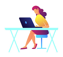 Image showing Female programmer working on laptop vector illustration.