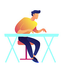 Image showing Businessman working at the desk vector illustration.