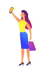 Image showing Business woman taking selfie vector illustration.