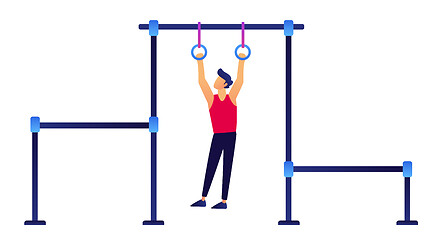 Image showing Gymnast on rings vector illustration.