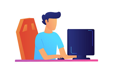 Image showing Programmer working on computer vector illustration.