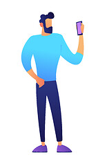 Image showing Businessman looking at smartphone vector illustration.