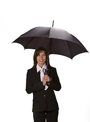 Image showing Businesswoman with umbrella