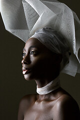 Image showing Beautiful african girl with veil hat