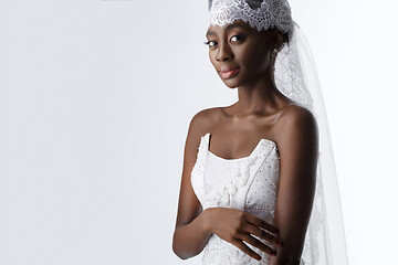 Image showing Beautiful african girl with veil hat