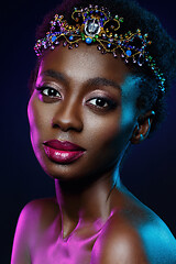 Image showing Beautiful black girl with crystal crown