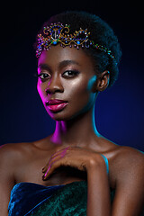 Image showing Beautiful black girl with crystal crown