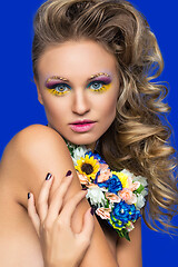 Image showing beautiful girl with flower accessories