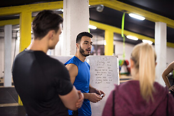 Image showing athletes getting instructions from trainer