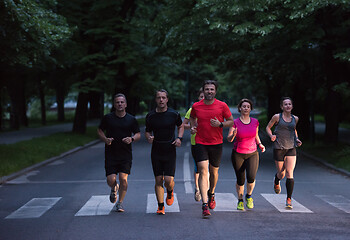 Image showing runners team on morning training
