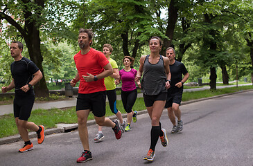 Image showing runners team on morning training