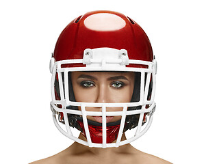 Image showing american football theme woman helmet