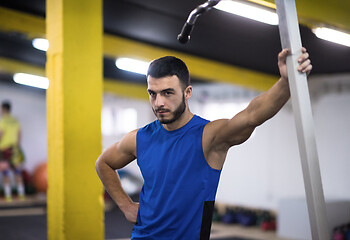 Image showing portrait of young man at cross fitness gym