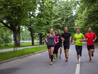 Image showing runners team on morning training