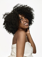 Image showing Portrait of a young black woman smiling with braces