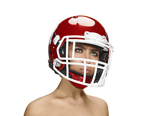 Image showing american football theme woman helmet