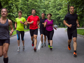 Image showing runners team on morning training